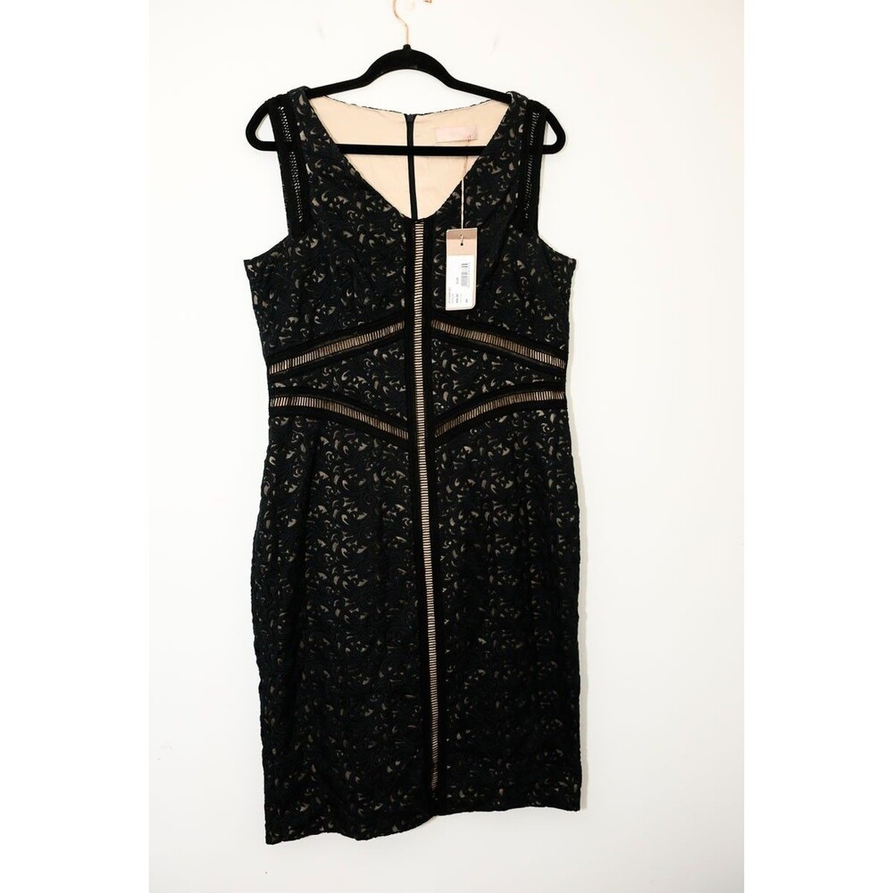 Georges Rech Paris Dress NEW Sheath Cocktail Black lace sleeveless Quiet Luxury